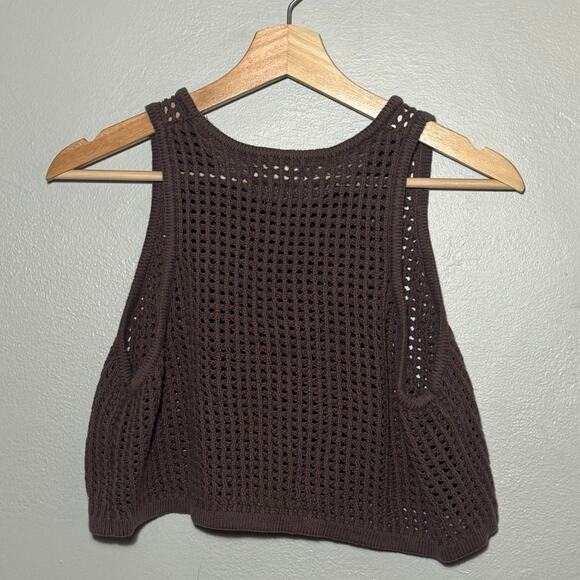 Women's Size M L.A. Hearts Pacsun Topanga Brown Crochet Knit Cropped Tank Top - Picture 5 of 5